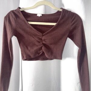 Aeropostale Chocolate Ribbed Crop Top